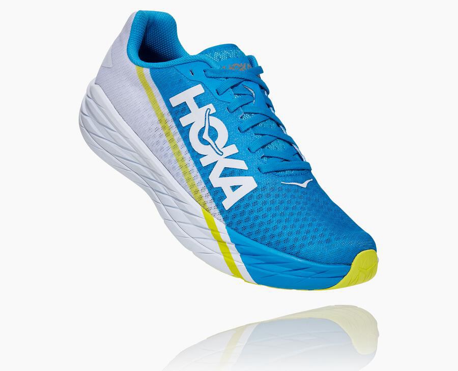 Running Shoes Mens - Hoka One One Rocket X - White/Blue - BUISWOX-19